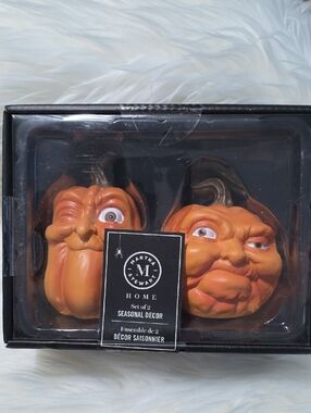 Martha Stewart Orange Sculpted Pumpkin Face Set NEW